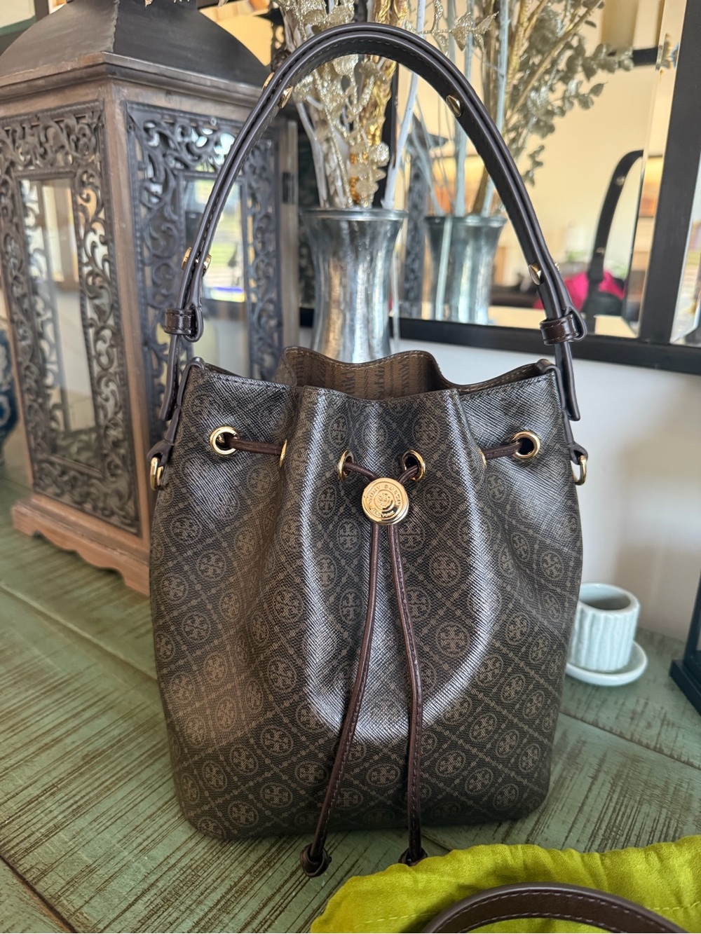 Tory Burch T Monogram Coated Canvas Bucket Bag - NWT